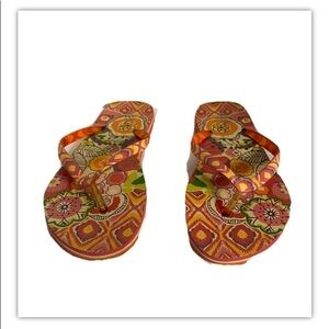 Vera Bradley Pink Flower Power Flip Flops Thongs Sandals Shoes Beach Size M 9/10